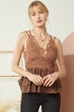 Lace Ruffled Leopard Cami Top | Brown