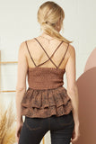 Lace Ruffled Leopard Cami Top | Brown
