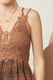 Lace Ruffled Leopard Cami Top | Brown
