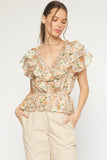 Floral Smocked Peplum Top | Carrot