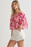 Abstract Peplum Top | Magenta