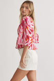 Abstract Peplum Top | Magenta