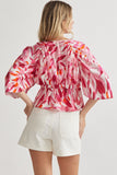 Abstract Peplum Top | Magenta