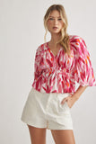 Abstract Peplum Top | Magenta