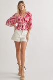 Abstract Peplum Top | Magenta