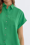 Button Down Collar Top | Green