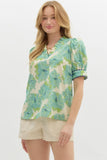 Floral Detailed Trim Top | Mint Mix