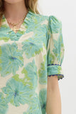 Floral Detailed Trim Top | Mint Mix