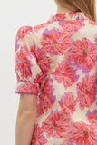 Floral Detailed Trim Top | Red Mix