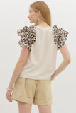 Leopard Tiered Sleeve Top | Cream