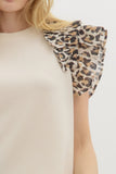 Leopard Tiered Sleeve Top | Cream