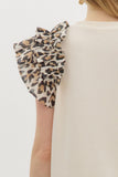 Leopard Tiered Sleeve Top | Cream