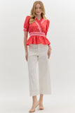 Ricram Trim Surplice Top | Red