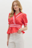 Ricram Trim Surplice Top | Red