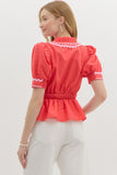 Ricram Trim Surplice Top | Red