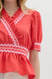 Ricram Trim Surplice Top | Red