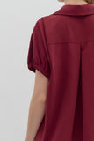 Collared Side Slit Top | Burgundy
