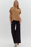 Collared Side Slit Top | Camel