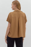 Collared Side Slit Top | Camel