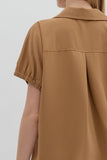 Collared Side Slit Top | Camel