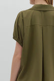 Collared Side Slit Top | Olive
