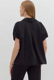 Collared Side Slit Top | Black