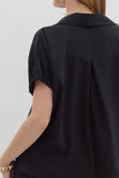 Collared Side Slit Top | Black