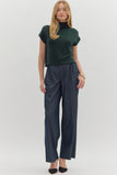 Solid Knit Mock Neck Top | Hunter Green