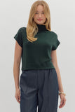 Solid Knit Mock Neck Top | Hunter Green