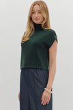 Solid Knit Mock Neck Top | Hunter Green