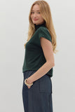 Solid Knit Mock Neck Top | Hunter Green