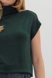 Solid Knit Mock Neck Top | Hunter Green