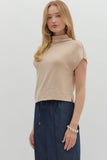 Solid Knit Mock Neck Top | Oatmeal