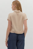 Solid Knit Mock Neck Top | Oatmeal