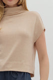 Solid Knit Mock Neck Top | Oatmeal