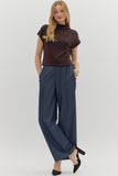 Solid Knit Mock Neck Top | Brown