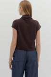 Solid Knit Mock Neck Top | Brown