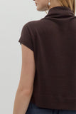 Solid Knit Mock Neck Top | Brown