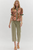 Floral Ruffle Detailed Top | Brown