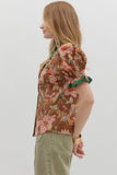 Floral Ruffle Detailed Top | Brown