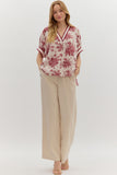 Floral Oversized Boxy Top | Burgundy
