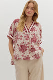 Floral Oversized Boxy Top | Burgundy