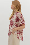 Floral Oversized Boxy Top | Burgundy