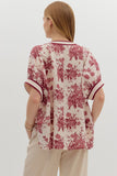 Floral Oversized Boxy Top | Burgundy