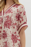 Floral Oversized Boxy Top | Burgundy