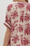 Floral Oversized Boxy Top | Burgundy