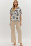Floral Oversized Boxy Top | Blue Grey