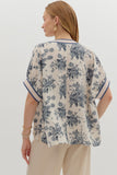 Floral Oversized Boxy Top | Blue Grey