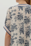 Floral Oversized Boxy Top | Blue Grey