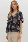 Floral Oversized Boxy Top | Black